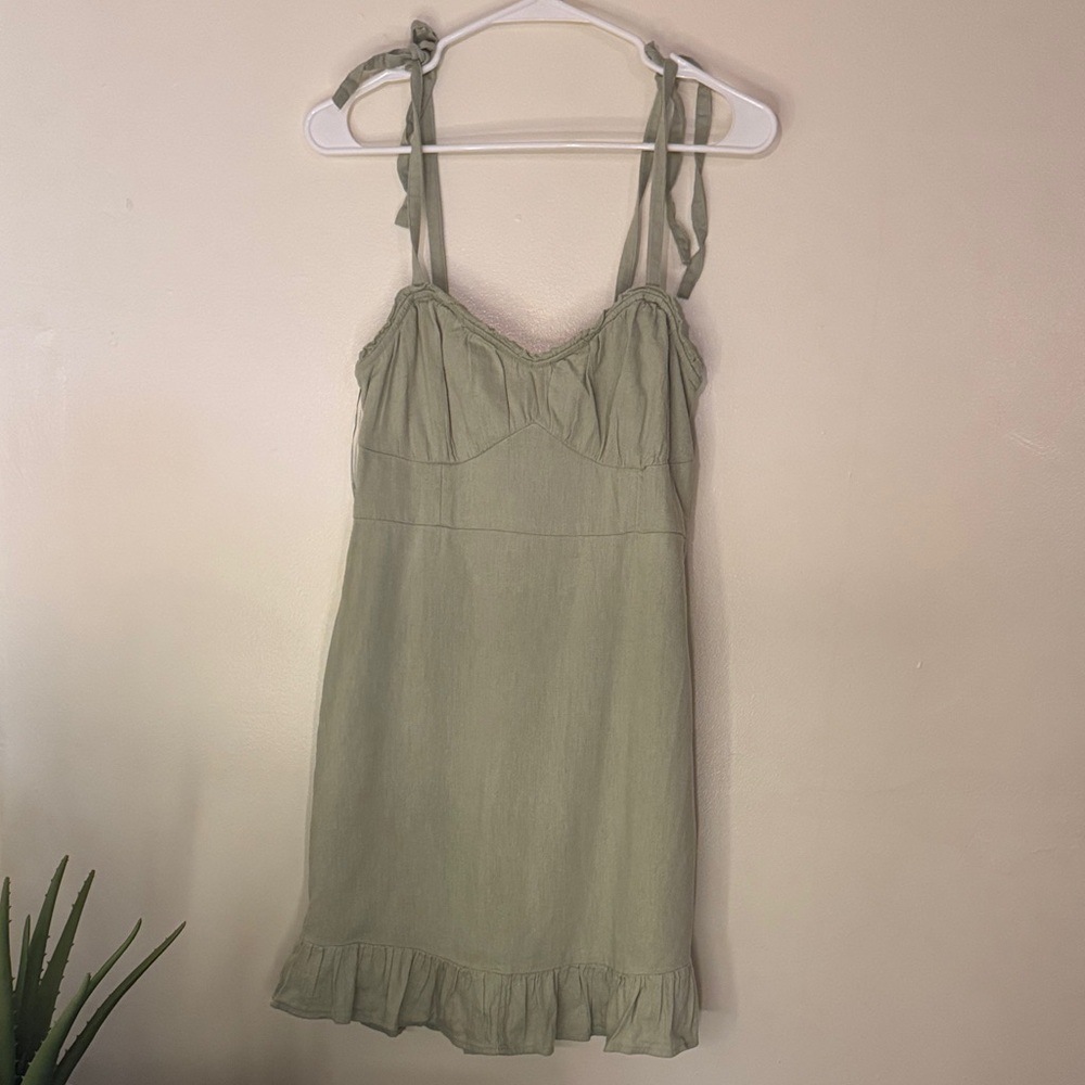 Sage Green Tie-Strap Sundress